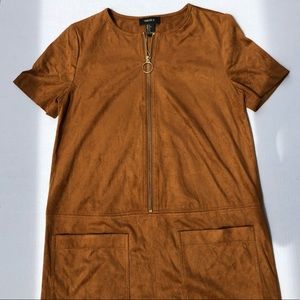 Forever21 Small Brown Suede Shift Zip with Pockets